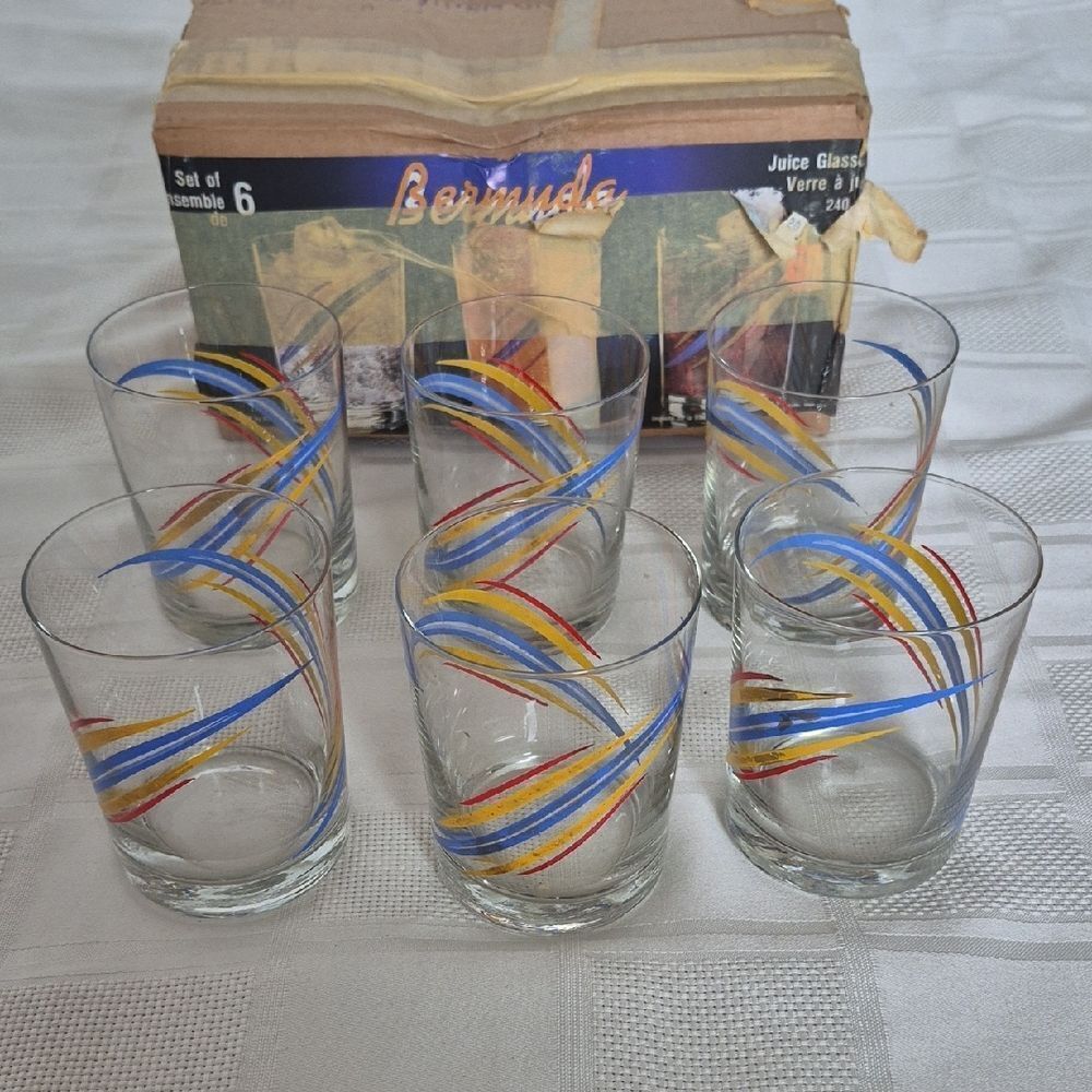 Vintage Multicolor Set Of 6 Juice Glass Set